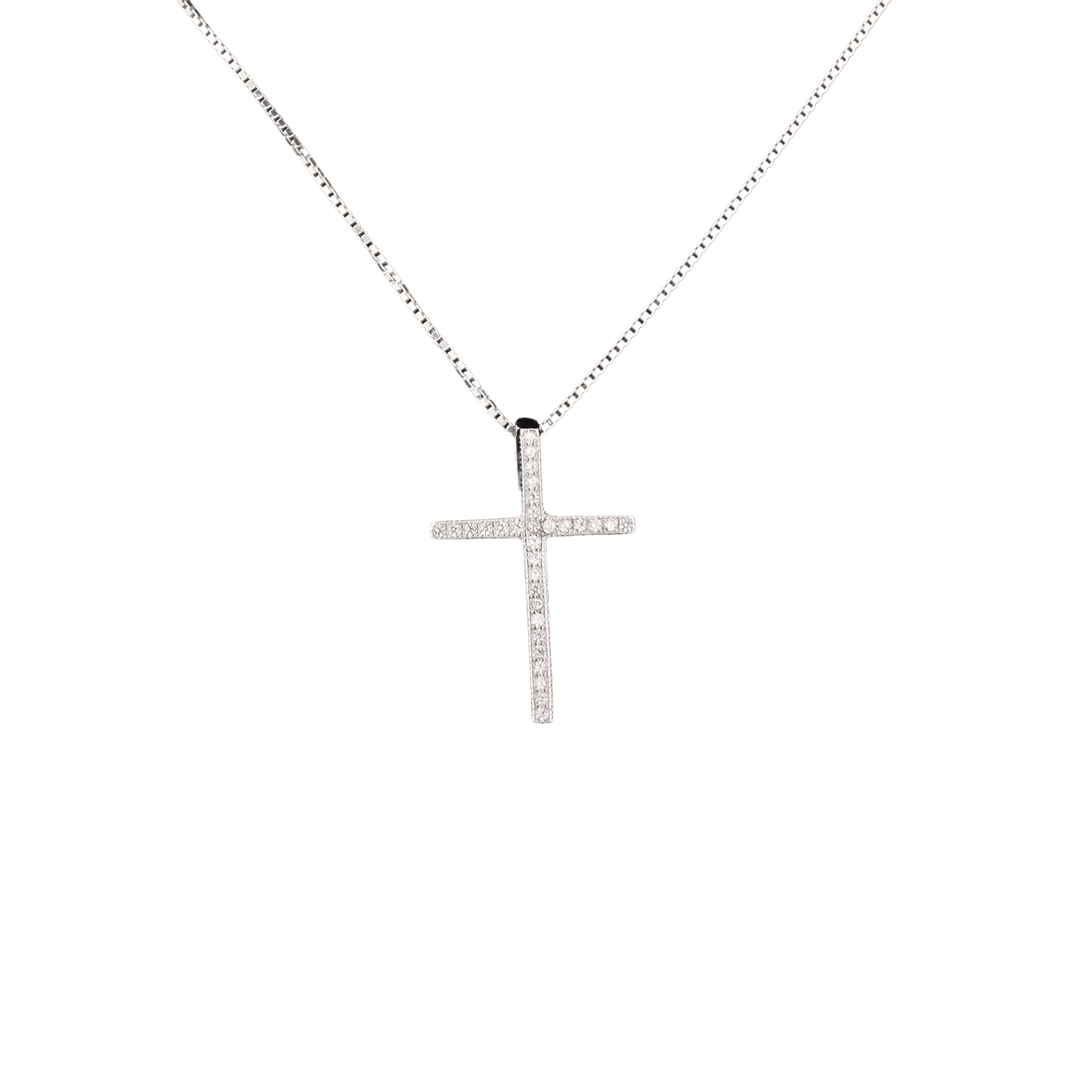 Silver cross Pendant with cubic zirconia 
