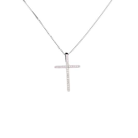 Silver cross Pendant with cubic zirconia 