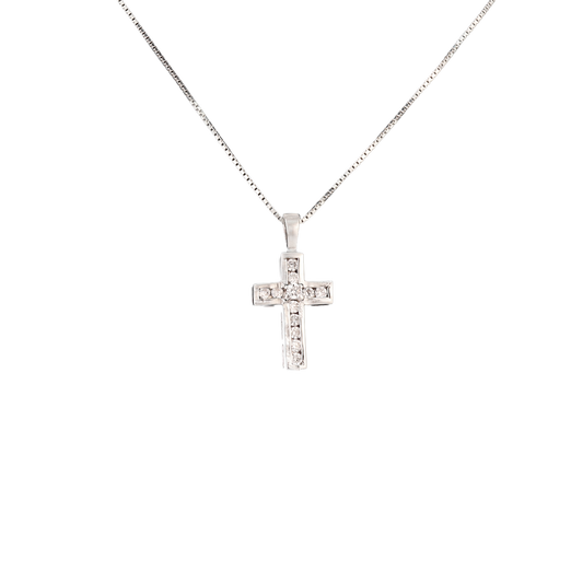 Sterling silver cross pendant with clear crystals