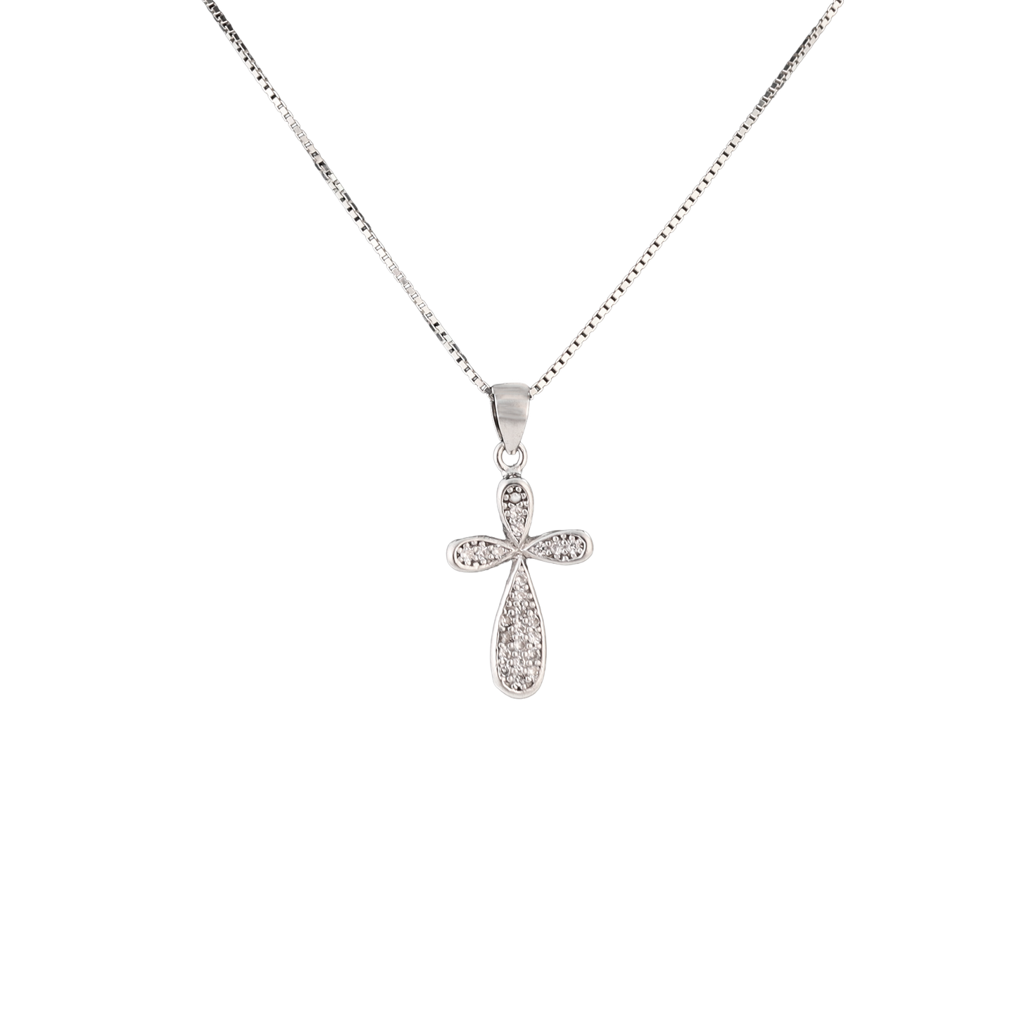 Silver cross pendant with crystals