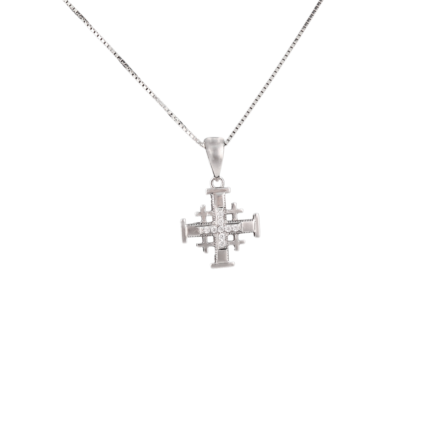 Jerusalem cross Pendant with crystals in the middle