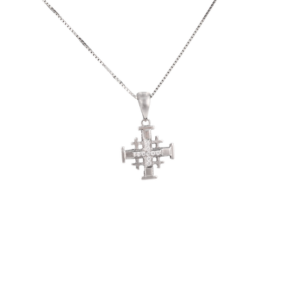 Jerusalem cross Pendant with crystals in the middle