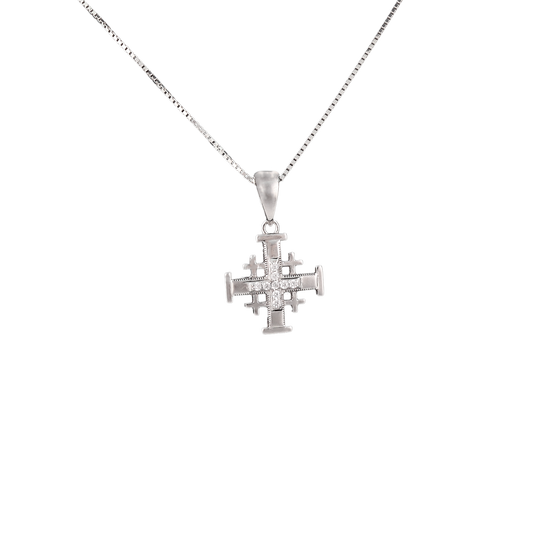 Jerusalem cross Pendant with crystals in the middle