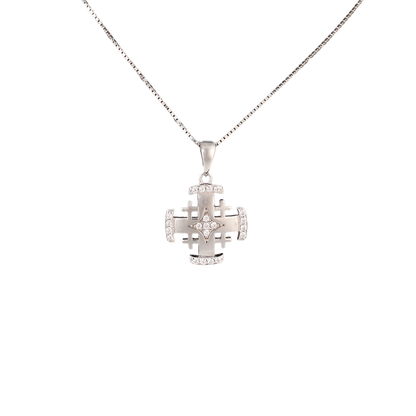 Jerusalem Cross Pendant with Crystals-S (Various)