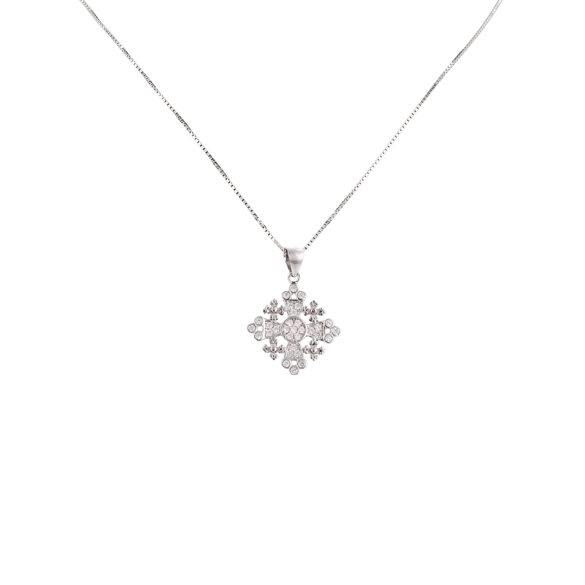 Handcrafted Silver Jerusalem Cross Botonee Pendant featuring the classic four-fold Botonee design. 