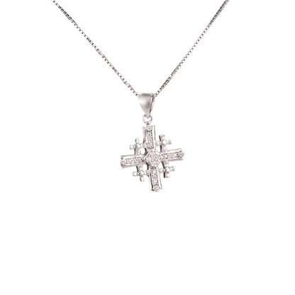 silver jerusalem cross with crystals