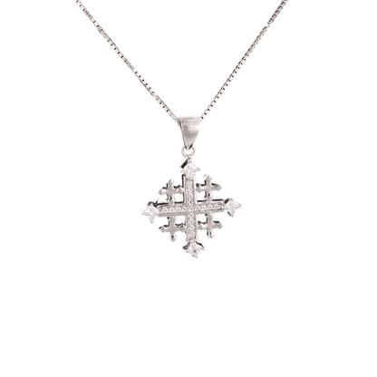 silver jersualem cross with crystals 