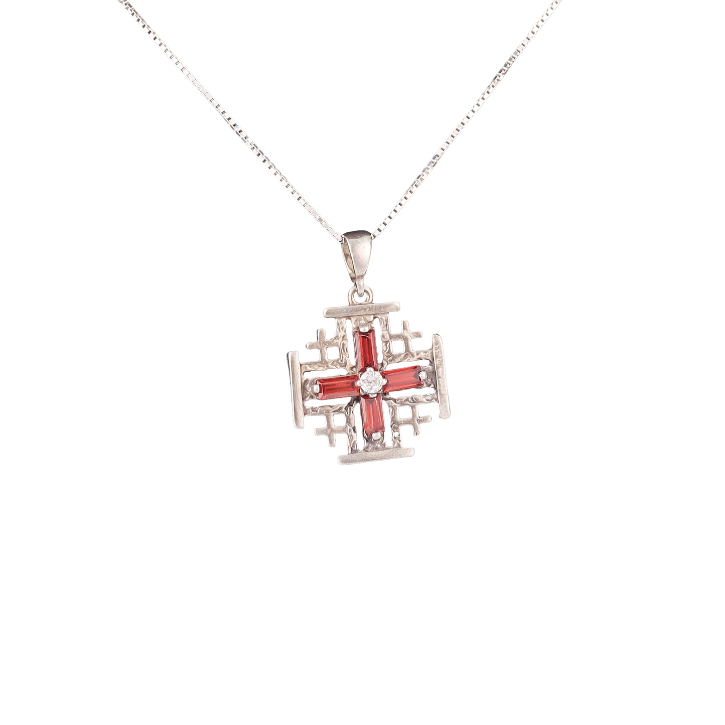 Jerusalem Cross Pendant with Garnets (Various Designs)
