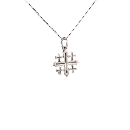 silver jerusalem cross with black detail