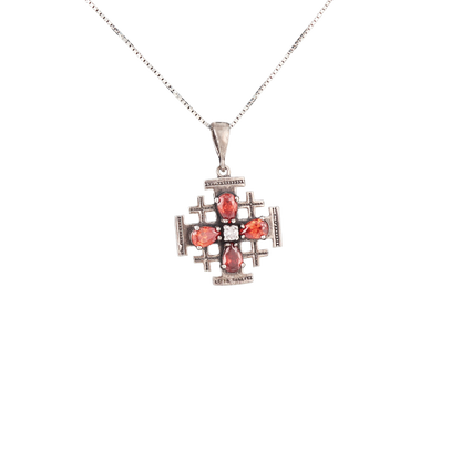 Jerusalem Cross Pendant with Garnets (Various Designs)