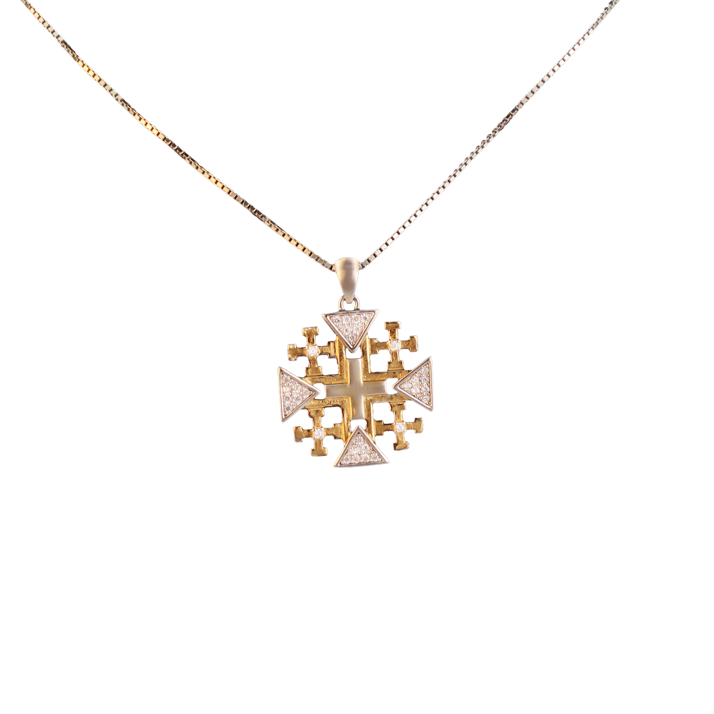 Jerusalem Cross Silver & Gold Plated Pendant
