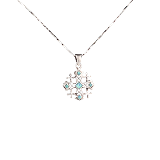 Opal & Silver Jerusalem Cross Pendant
