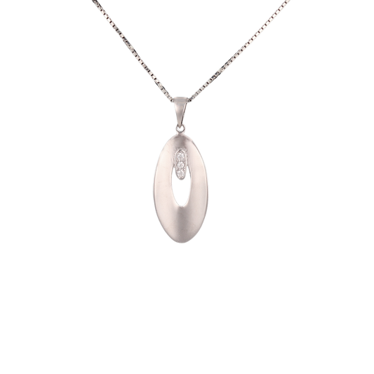 Concave Silver Oval Pendant