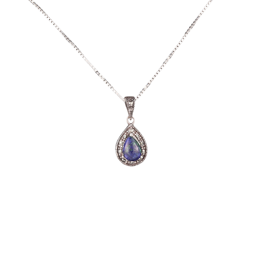 Eilat Stone & Marcasite Teardrop Pendant