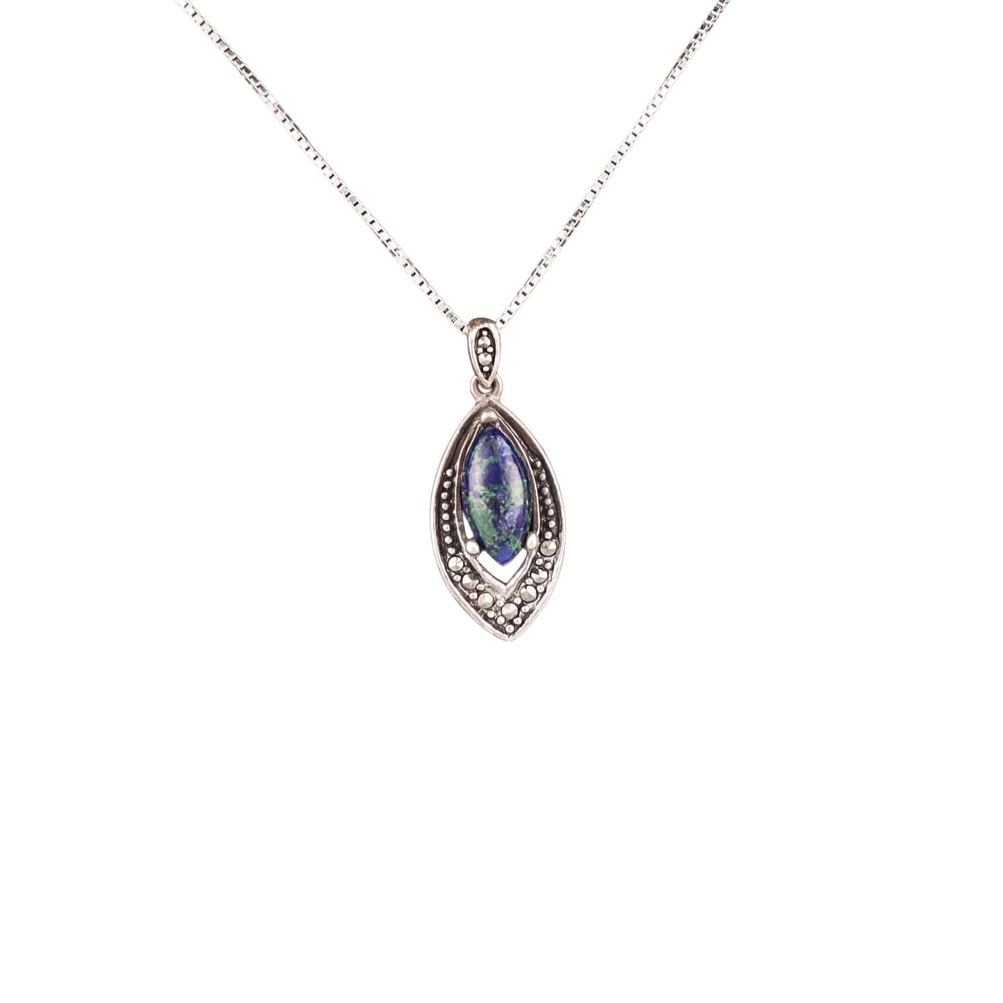 Eilat Stone & Marcasite Silver Pendant