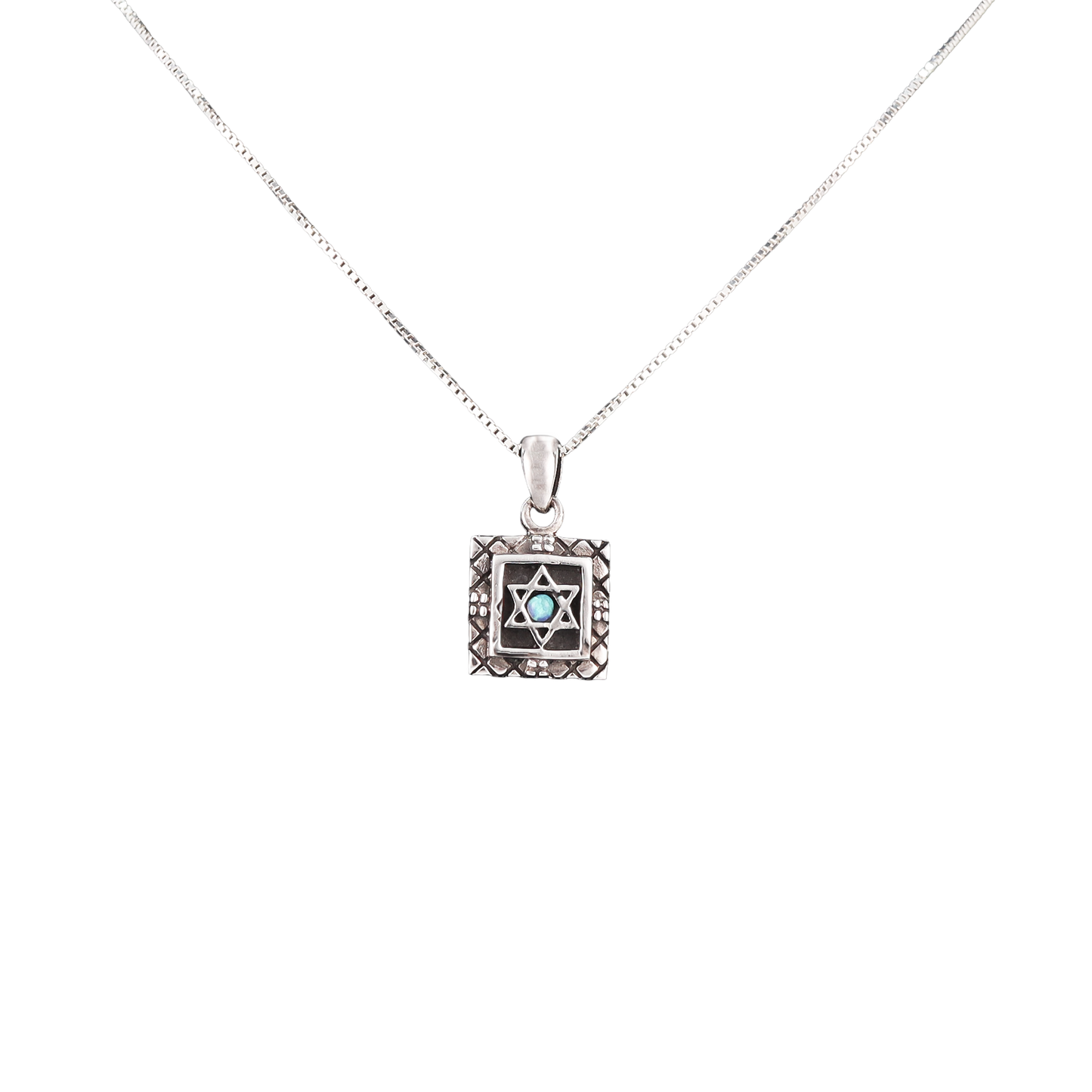 Star of David & Opal Square Pendant