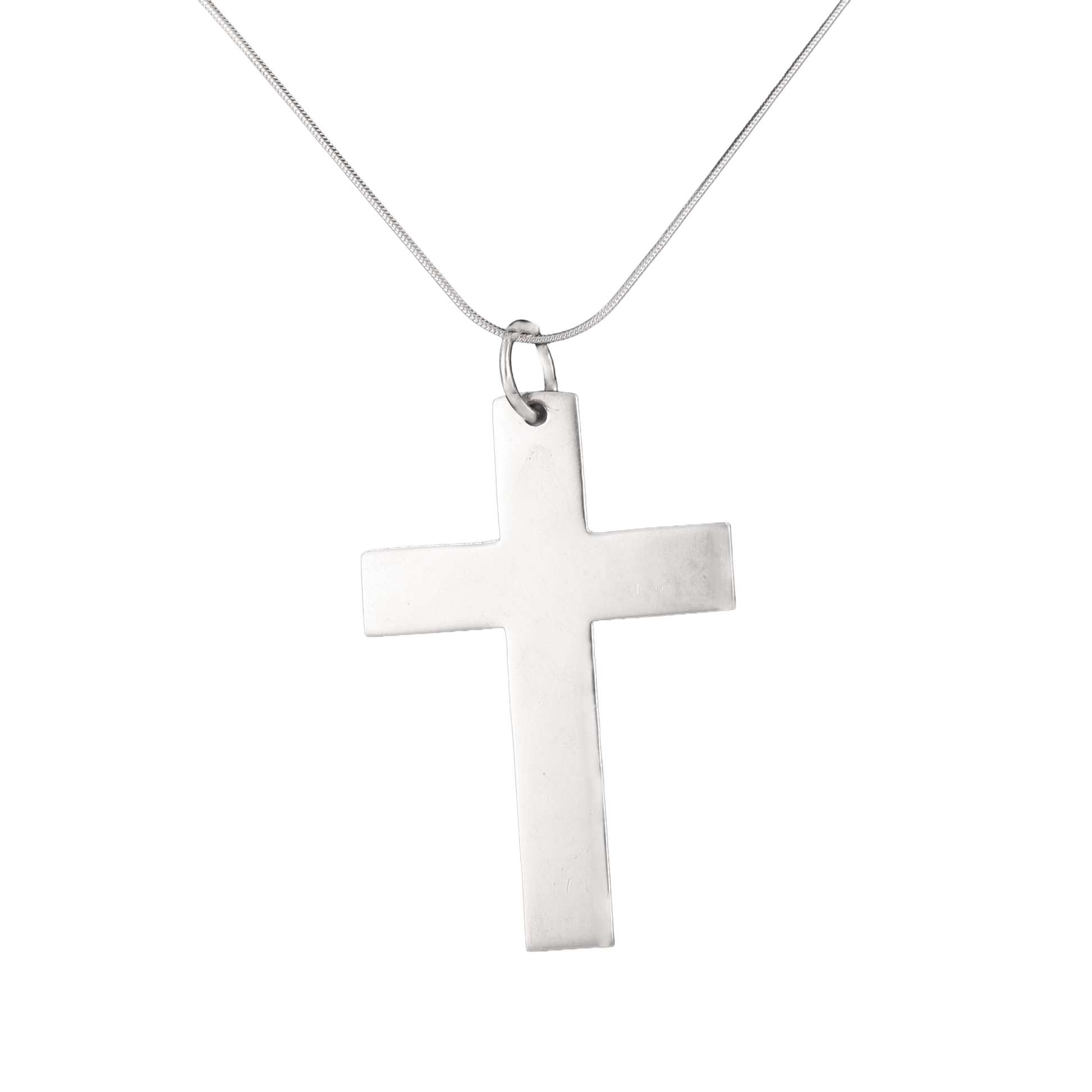 silver cross pendant with squared edges