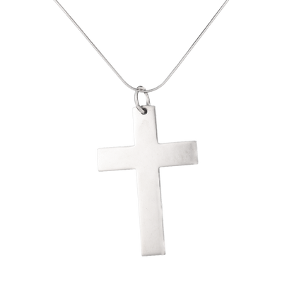silver cross pendant with squared edges