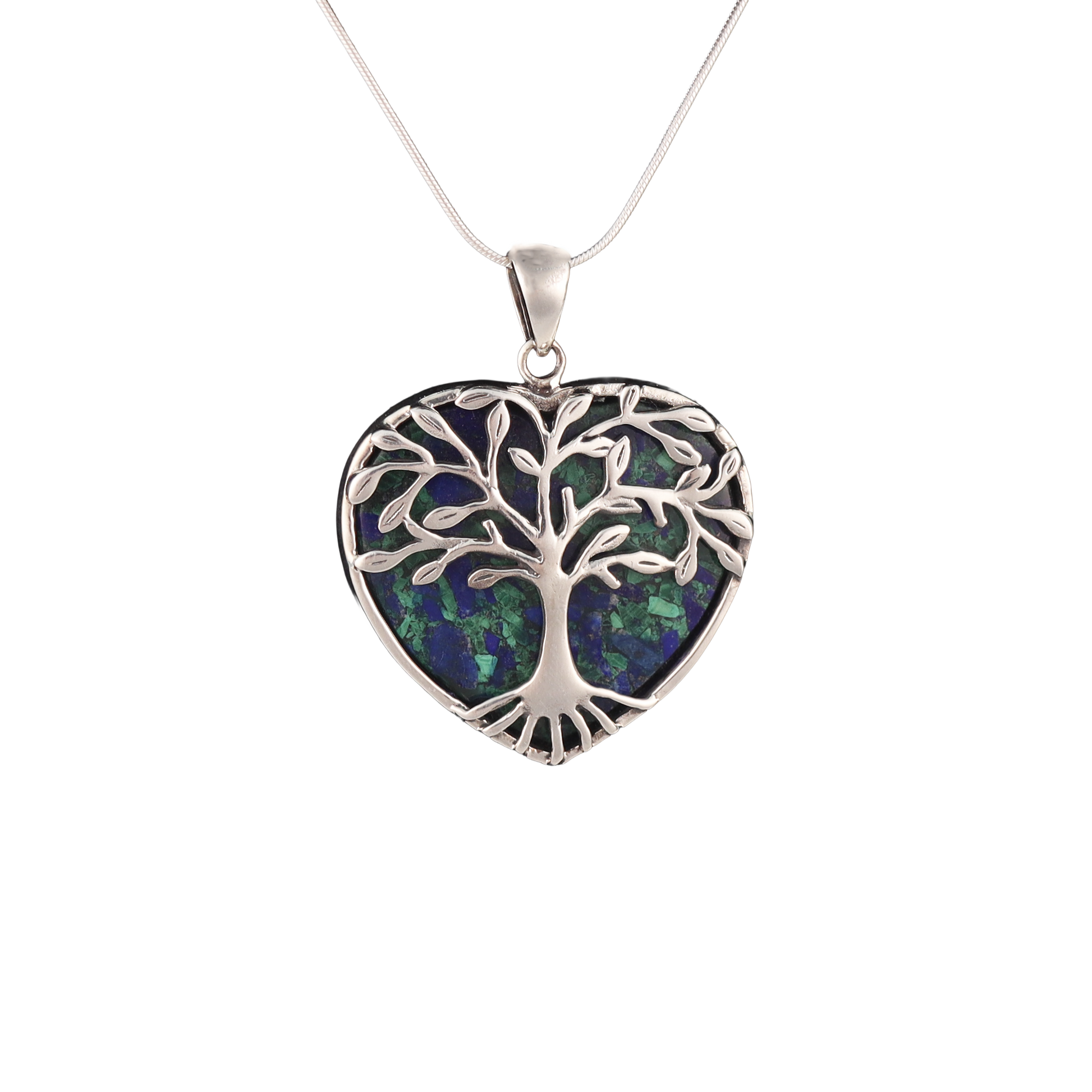 tree of life heart silver with eliat stone