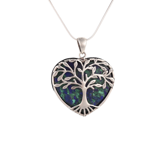 tree of life heart silver with eliat stone