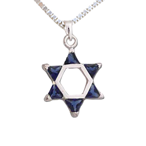 Star of David with Dark Blue Crystals Necklace
