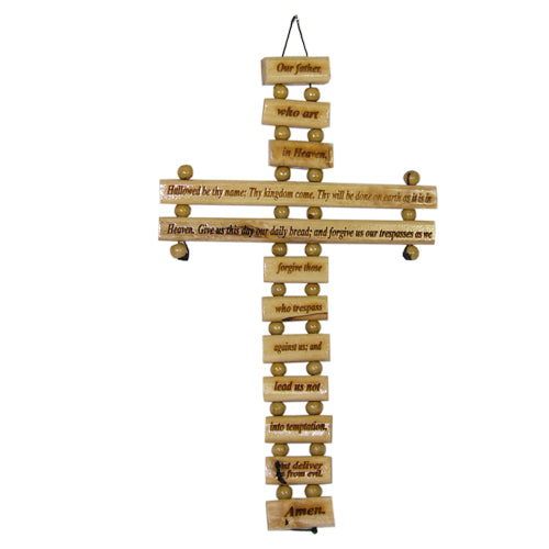 Olive Wood Lord's Prayer Cross (Various Sizes)