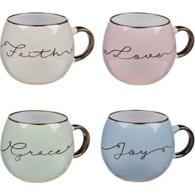Faith, Grace, Love, Joy Mug Set (Set of 4)