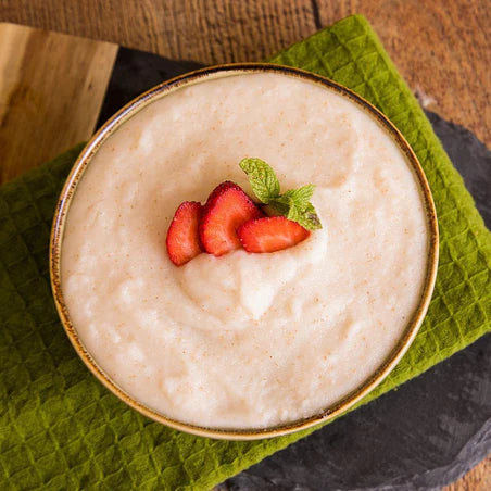 Bowl of Cream of Wheat with strawberries