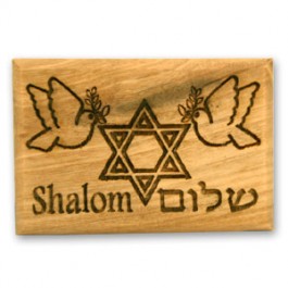 Olive Wood Magnet - Shalom/Star of David