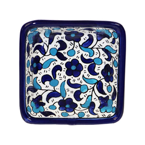 Israel Bread Dipping Set - Blue & Lt Blue Floral