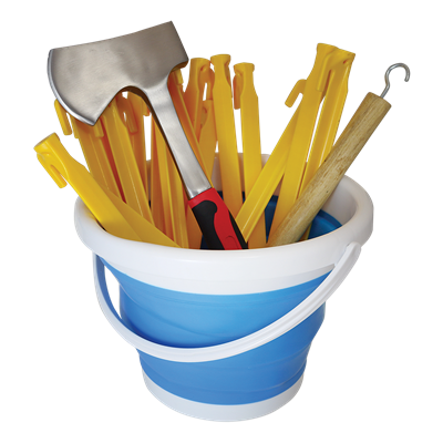 Expanded bucket full of items