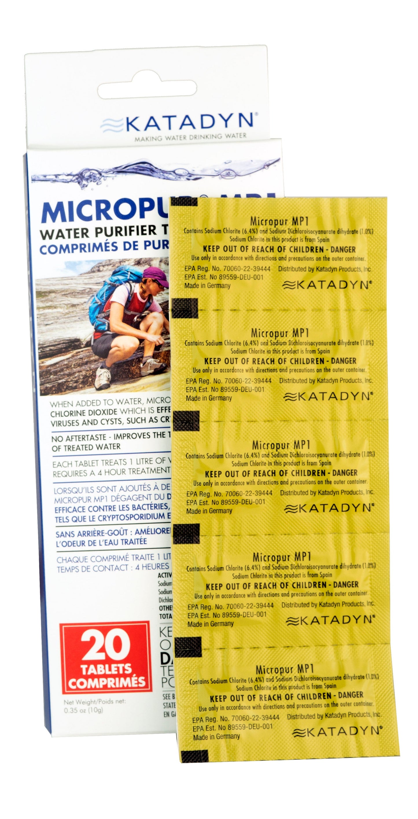 Katadyn Micropur MP1 Water Purifier Tablets (Package of 20)