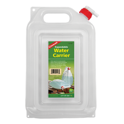 2-Gallon Expandable Water Carrier empty and fully collapsed
