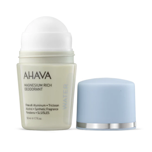 Ahava Roll-On Magnesium Rich Deodorant with lid off