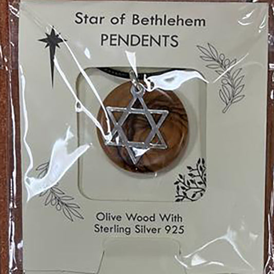 Olive Wood Star of David Necklace