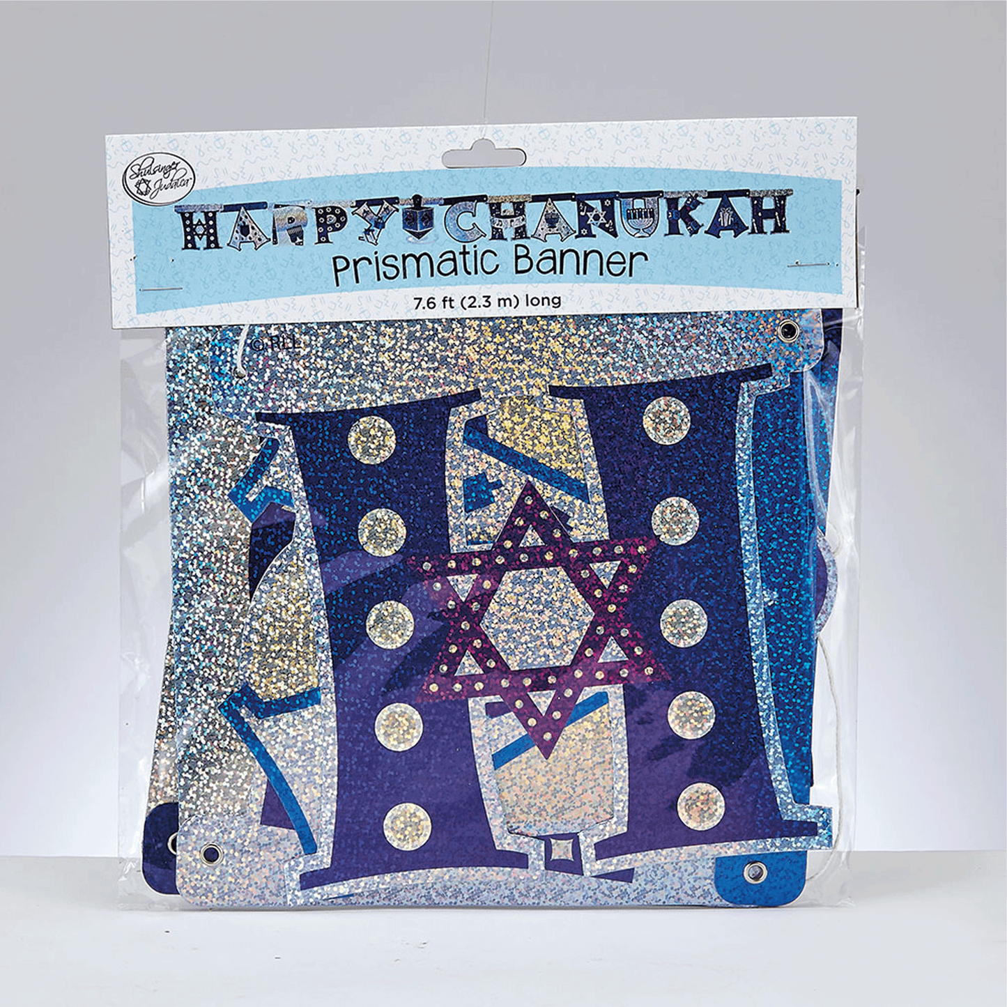 Happy Chanukah Banner - Blue and Silver