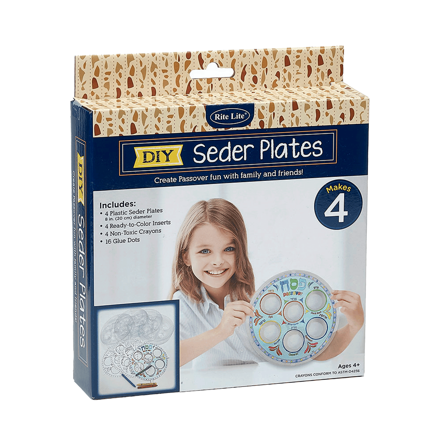 Rite Lite DIY Seder Plates with little girl holding her own seder plate