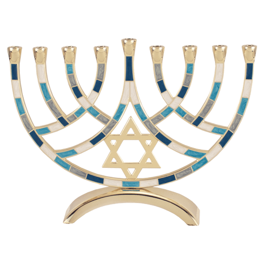 Star of David Hanukkiah - Blue Twisted