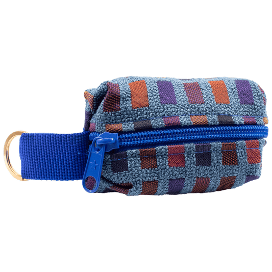 Mini Keychain pouch blue and earthy toned tiles pattern