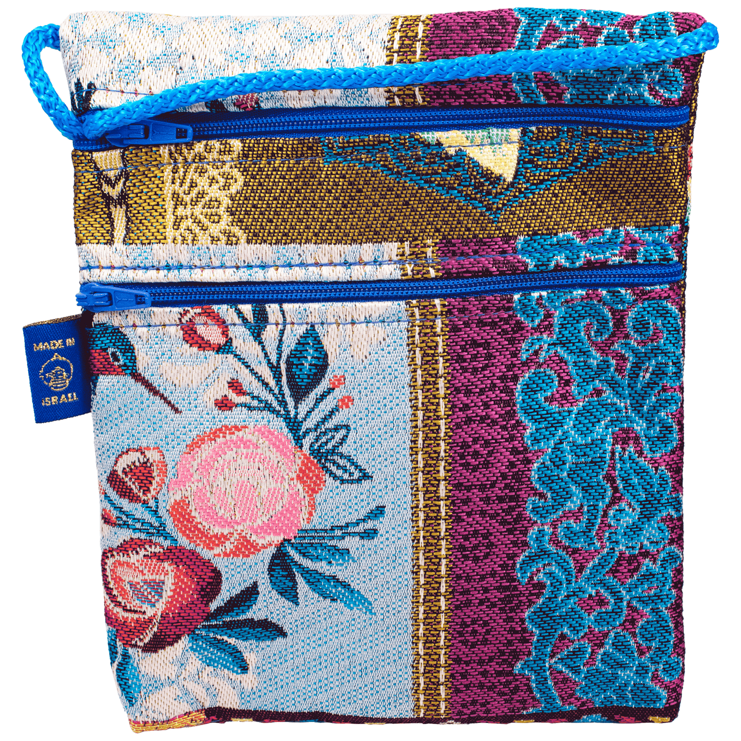 Crossbody Purse with various designs blue patchwork pattern