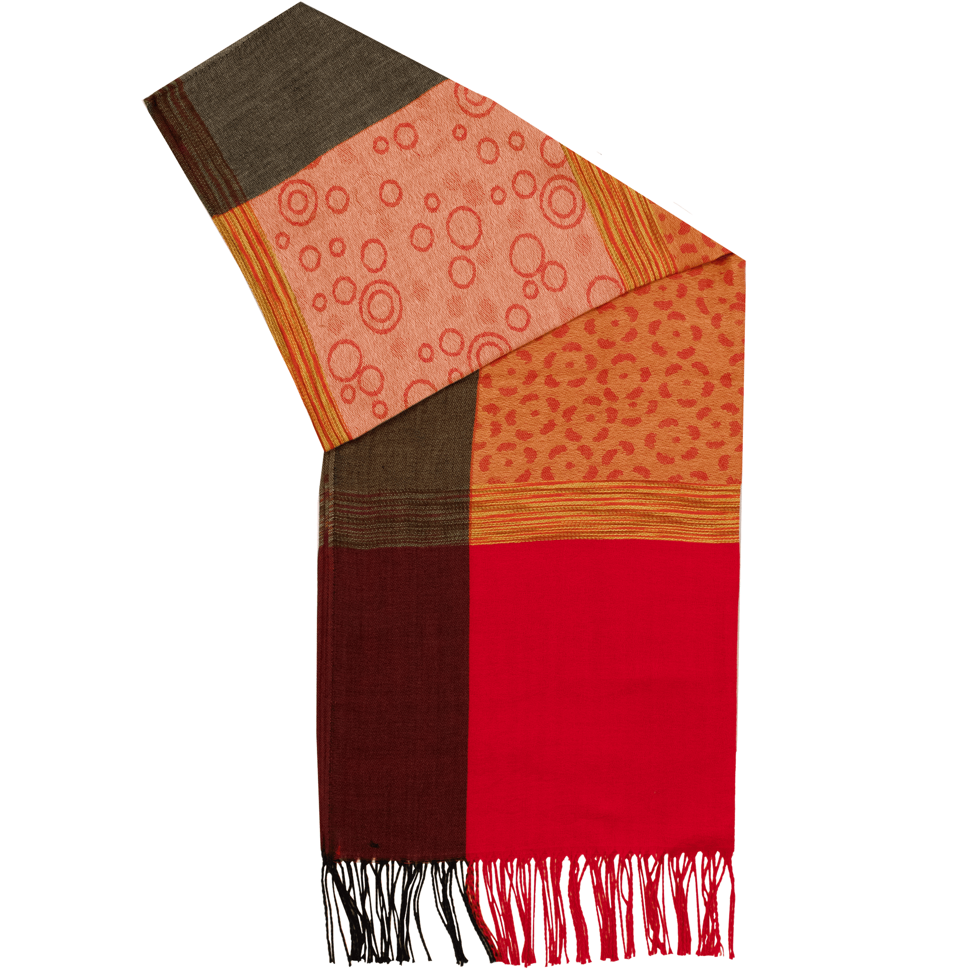 Pashmina Color Block Scarf RED