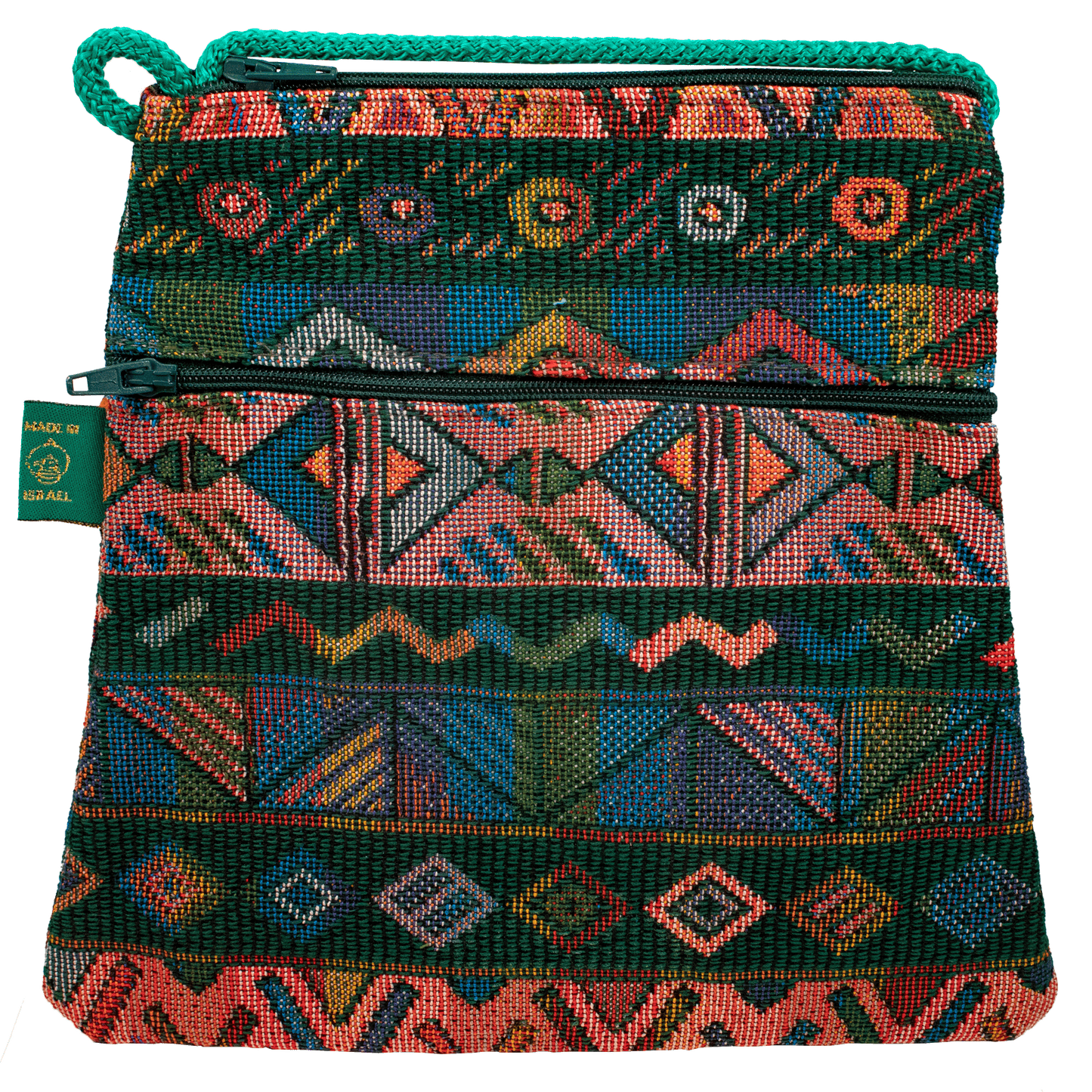 Subtle Trapezoid Crossbody purse rainbow tribal pattern