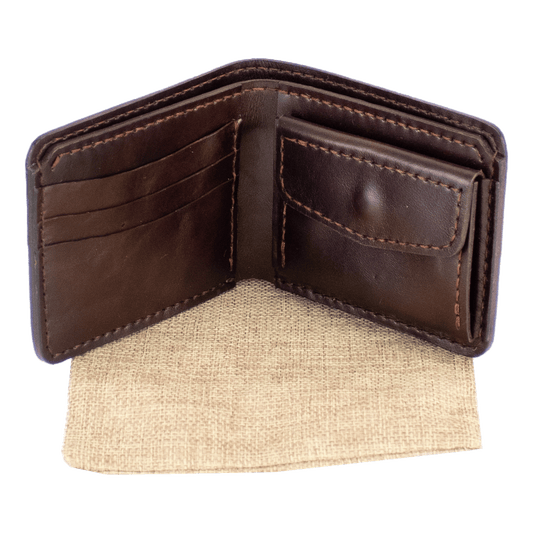 Handcrafted Brown Leather Wallet with Coin Pocket