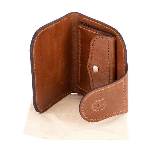 Handcrafted Brown Leather Wallet with Gold Closure