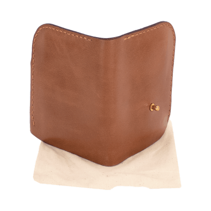 Handcrafted Brown Leather Wallet with Gold Closure