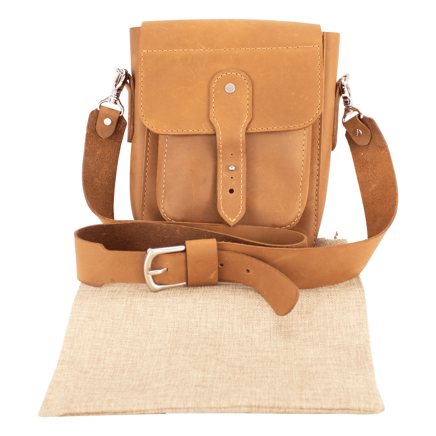 Handcrafted Brown Leather Structured Satchel Purse