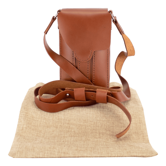 Handcrafted Brown Leather Crossbody Phone Bag