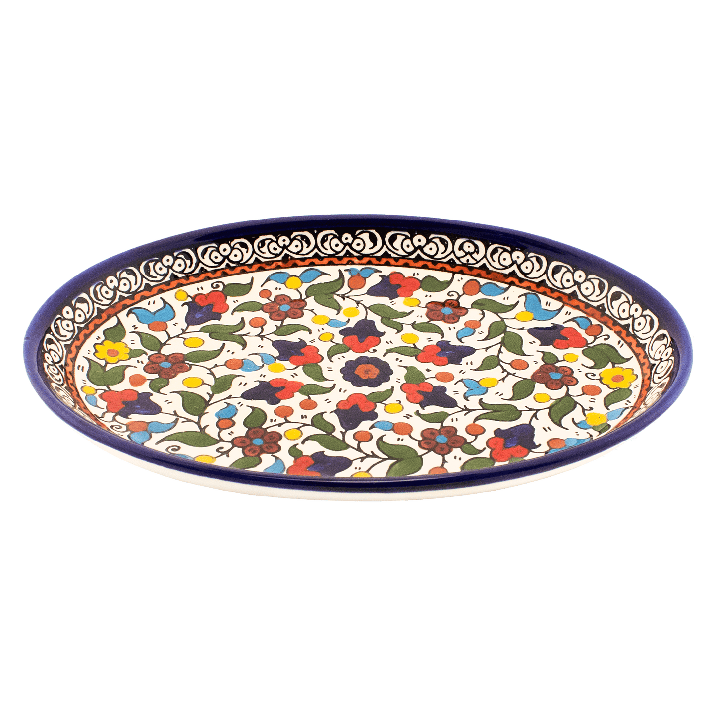 Large Armenian Ceramic Oval Serving Dish Traditional Floral