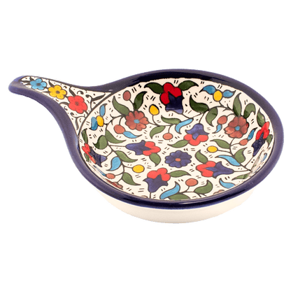 Decorative serving dish with handle Traditional Floral Armenian Ceramic