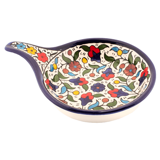 Decorative serving dish with handle Traditional Floral Armenian Ceramic